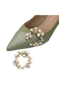 Set de 2x Accesoriu pentru pantofi cu strasuri si perle, prindere cu clips, theCasius.®