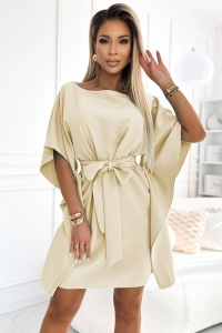 SOFIA Rochie fluture cu legare în talie - BEJ