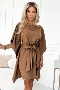 SOFIA Rochie fluture cu talie legată - cappuccino