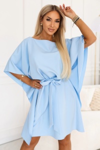 SOFIA Rochie tip fluture cu centură legată la talie - albastru deschis