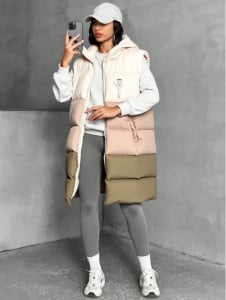 Vestă damă cu glugă, design multicolor, stil casual modern, călduroasă și confortabilă - Img 3