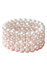 Bratara dama, The Casius, perle faux, alb sidef, diametru 4.5 cm