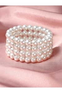 Bratara dama, The Casius, perle faux, alb sidef, diametru 4.5 cm - Img 2