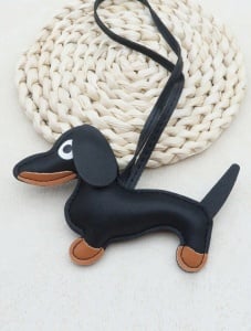 Breloc de tip Bag charm in forma de catel, negru - Img 5