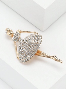 Brosa Balerina cu strasuri, 5.5 x 2.6 cm - Img 3
