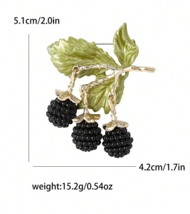Brosa cu pandantiv Mure, accesoriu pentru tinute si rochii, culoarea negru si auriu - Img 6