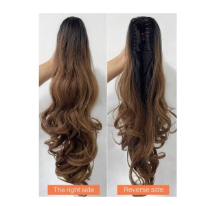 Coada de par extensie Ponytail, 60 cm, culoarea saten maro ombre - Img 4