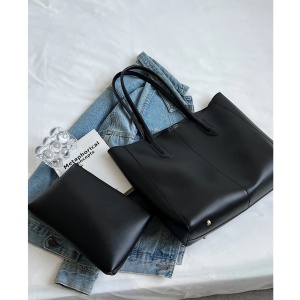 Geanta Shopper cu portofel la interior simpla, fara inchidere, 42 cm, culoarea negru - Img 3