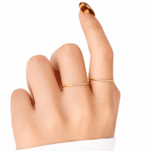 Inel elegant dama cu stras, otel inoxidabil placat cu aur 18K, design rafinat, rezistent - Img 5