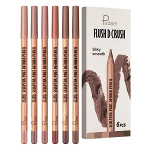 Set 6 Creioane de Buze Pudaier Rezistente la Apă – Culori Mate, Contur și Umplere Buze, Machiaj de Lungă Durată, set 02