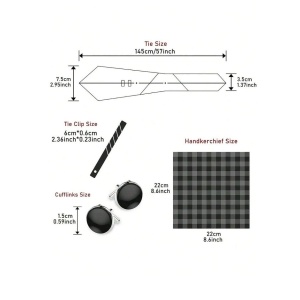 Set pentru barbati, include cravata, batista de buzunar, butoni, clema de cravata in design clasic, culoarea bej - Img 3