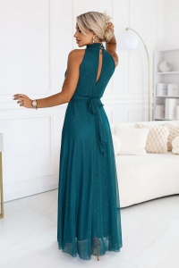 VERONICA Rochie lungă de lux cu accent sclipitor și croială șic - verde - Img 3