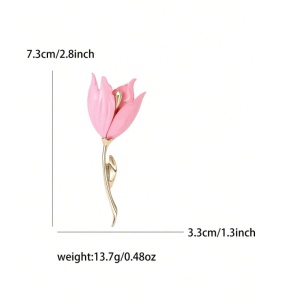 Brosă decorativă, The Casius, model floare Lalea, alb, 7.3x3.3cm - Img 4