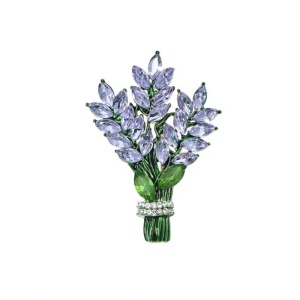 Brosa model Buchet de lavanda cu strasuri, 5.7 x 4 cm, culoarea mov