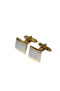 Butoni pentru camasa, design geometric, aspect elegant, dimensiune 1.5 cm, culoarea auriu si argintiu, The Casius.® - Img 2