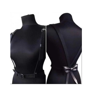 Curea ham vestimentar cu catarama patrata, funda accesoriu la spate (latime 3 cm, lungime 118 cm, lungime curea 108 cm), culoarea negru - Img 2