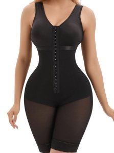 Lenjerie modelatoare tip faja columbiana, confera fermitate, cu capse si fermoar, culoarea negru