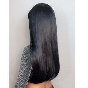 Peruca pentru femei, par lung drept, cu breton, culoarea brunet - Img 3