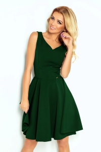 Rochie evazată - decolteu în formă de inimă - VERDE STICLĂ