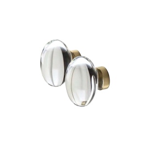 Set 2x Maner transparent pentru dulap si sertar, design oval cu garnitura aurie, 4.4 x 2.6 x 4.5 cm