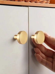 Set 4x Buton de sertar din aliaj, maner rotund minimalist pentru sertar sau dulap, 2.5 x 2.3 x 1.5 cm, culoarea auriu - Img 3