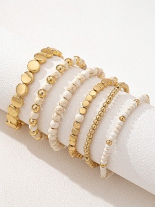 Set 6 brățări pentru femei, design boem și elegant, elastic, margele, universale - Img 3