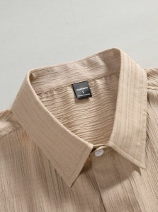 Set casual compus din camasa cu maneca scurta si pantaloni scurti cu snur pentru barbati, culoarea bej - Img 6
