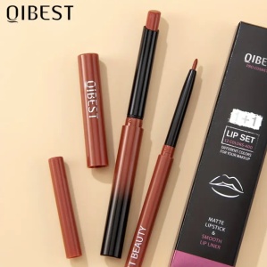 Set Lip kit format din creion de buze si ruj solid, ultrarezistent, culori pigmentate, culoarea 001 - Img 3