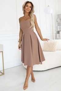 VIVIENNE Rochie midi evazată cu corset pentru ocazii speciale - bej - Img 4