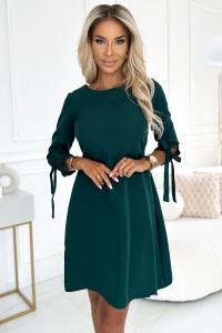 ALICE Rochie trapeză cu fundițe - verde