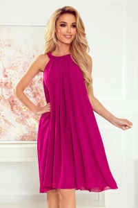ALIZEE - rochie șifon cu legătură - FUCSIA