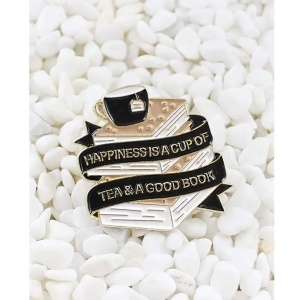 Brosa decorativa tip pin pentru geci si ghiozdane, model Happiness, 3 x 3 cm - Img 4