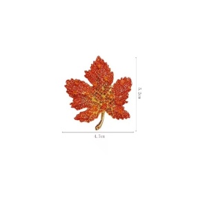 Brosa eleganta in forma de frunze de artar, decorata cu pietre, accesoriu rafinat, 4 x 5 cm, culoarea rosie - Img 5