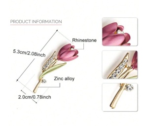 Brosa floare tip lalea roz, 5.3x2 cm, theCasius.® - Img 2