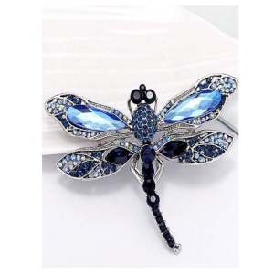 Brosa in forma de libelula, model Dragonfly, cu strasuri, culoarea albastru - Img 5