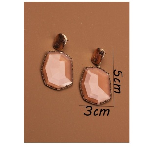 Cercei din sticla translucida in forma de picatura, model Cristal, culoarea rose - Img 5