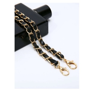 Curea pentru geanta dama tip lant cu interior de microfibra, accesoriu din metal, potrivire universala, culoarea negru si auriu - Img 4