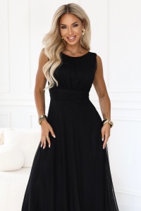 ELIRA Rochie maxi lungă din tul cu decolteu rotund - negru - Img 4