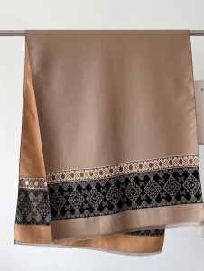 Esarfa tip sal pentru dama din materiale premium, model Etnic, culoarea bej maro - Img 3