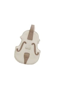 Geanta mini cu design unic de vioara, detalii cusute in relief, 22x16x6.5 cm, culoarea alb si bej, The Casius.® - Img 2