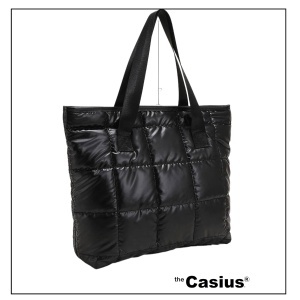 Geanta tote minimalista pentru dama, design matlasat, lungime 47 cm, negru