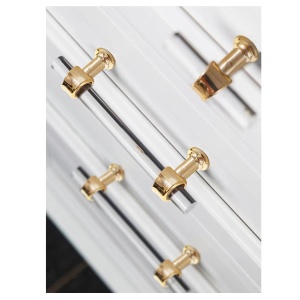 Maner sertar din rasina tip banda, transparent cu detalii aurii, pentru sertare si dulapuri, design elegant - Img 3