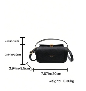 Mini geanta dreptunghiulara cu maner crossbody, design minimalist elegant, capacitate mare, dimensiuni 10 x 20 cm, culoarea negru - Img 6