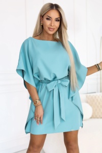 SOFIA Rochie fluture cu cordon la talie - turcoaz pastel
