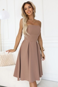 VIVIENNE Rochie midi evazată cu corset pentru ocazii speciale - bej