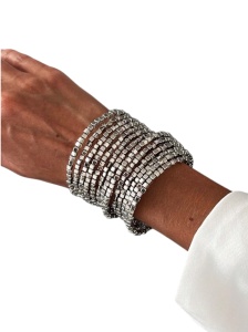 Bratara dama vintage geometrica multistrat cu margele CCB, design elegant - Img 3