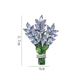 Brosa model Buchet de lavanda cu strasuri, 5.7 x 4 cm, culoarea mov - Img 5