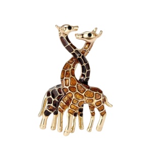 Brosa vintage, model Girafe cu strasuri, culoarea auriu