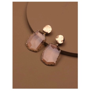 Cercei din sticla translucida in forma de picatura, model Cristal, culoarea rose - Img 2