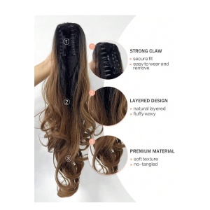 Coada de par extensie Ponytail, 60 cm, culoarea saten maro ombre - Img 5